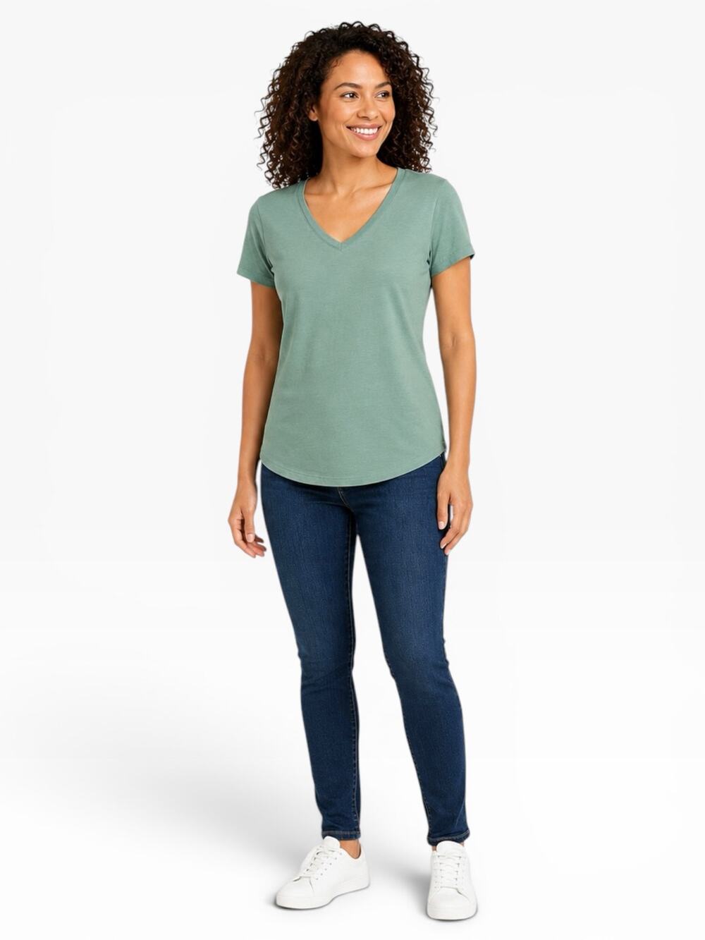 Kirkland Signature Peruvian Cotton V-Neck Tee Women’s Medium Green NWT